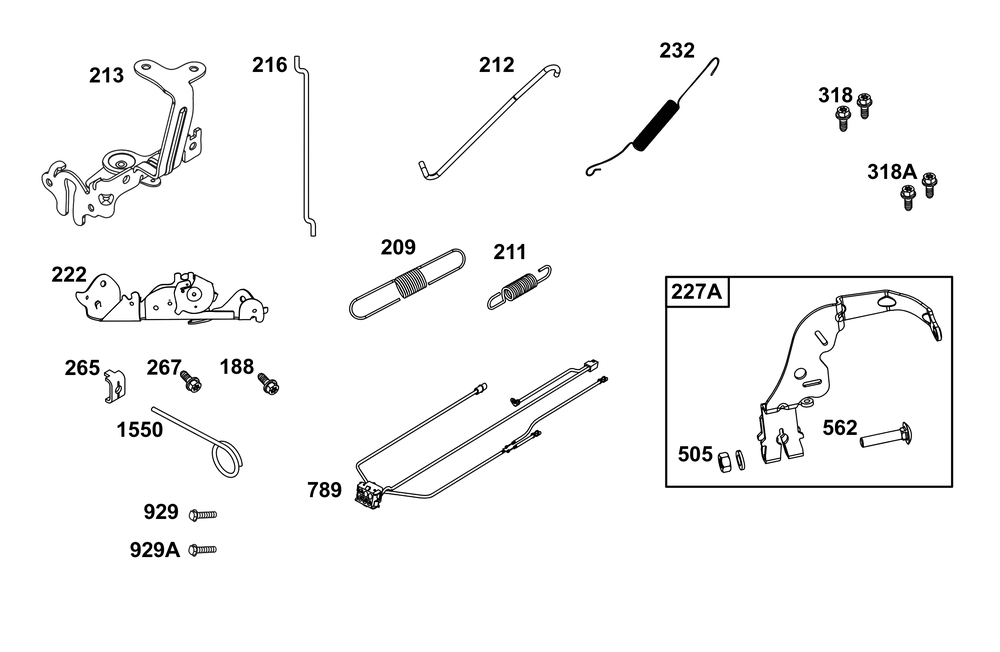 Controls Group Diagram and Parts List for 44C777-0010-G1 400000 - 699999 Briggs and Stratton Engine
